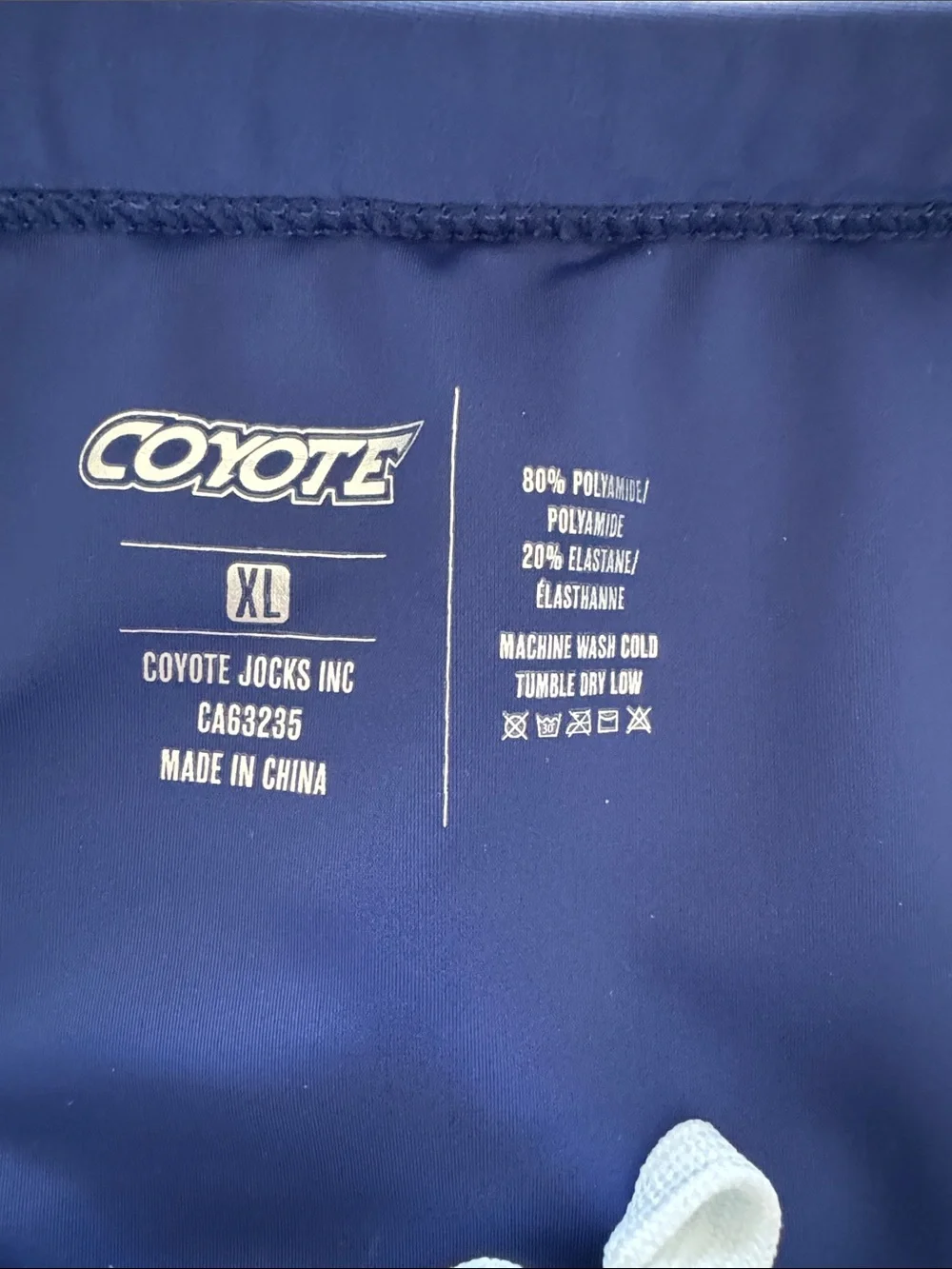 Coyote Men's Navy Swim Brief with Gold-Stripe Waist